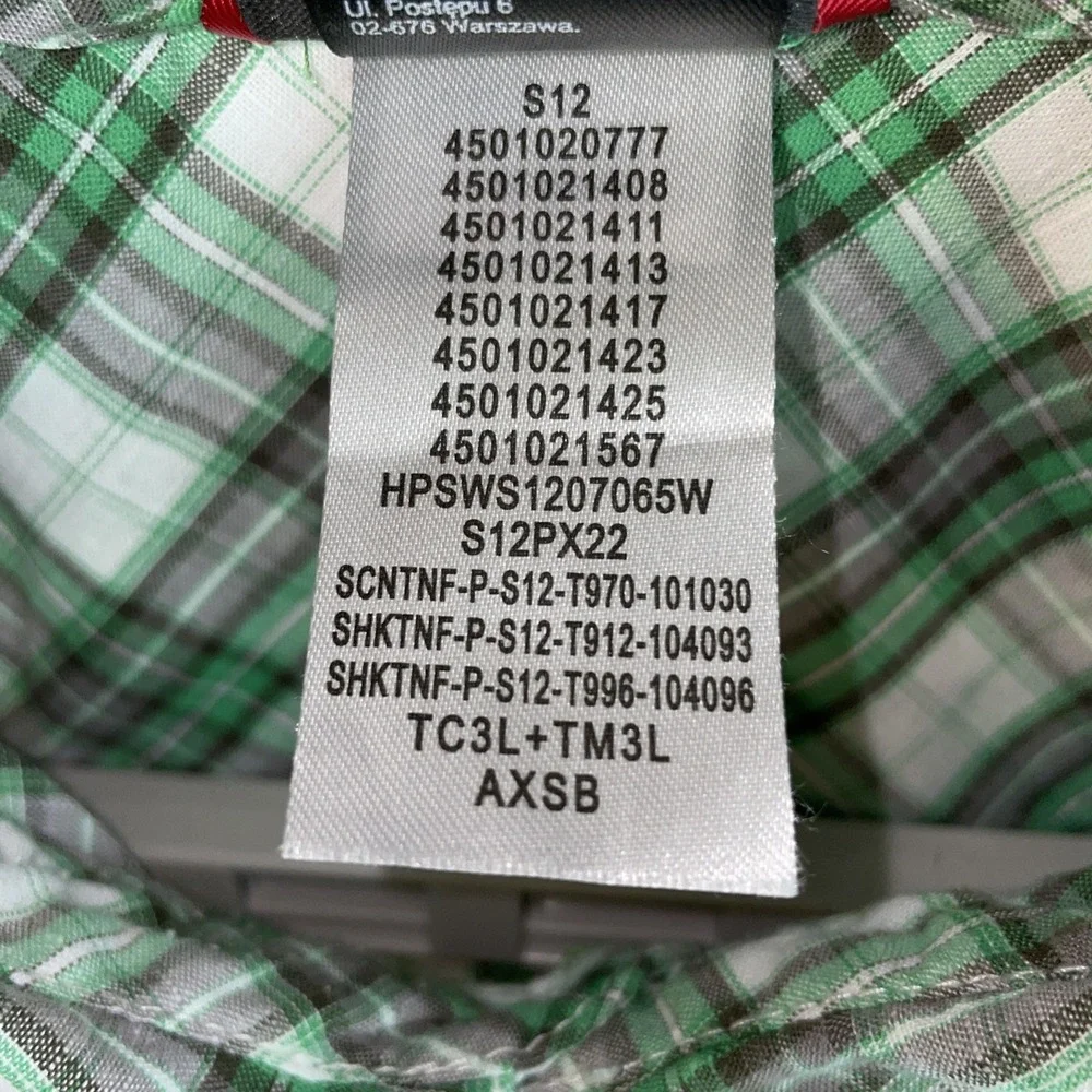 The North Face‎ Green Plaid Button Men's Large Short Sleeve Button Up Shirt